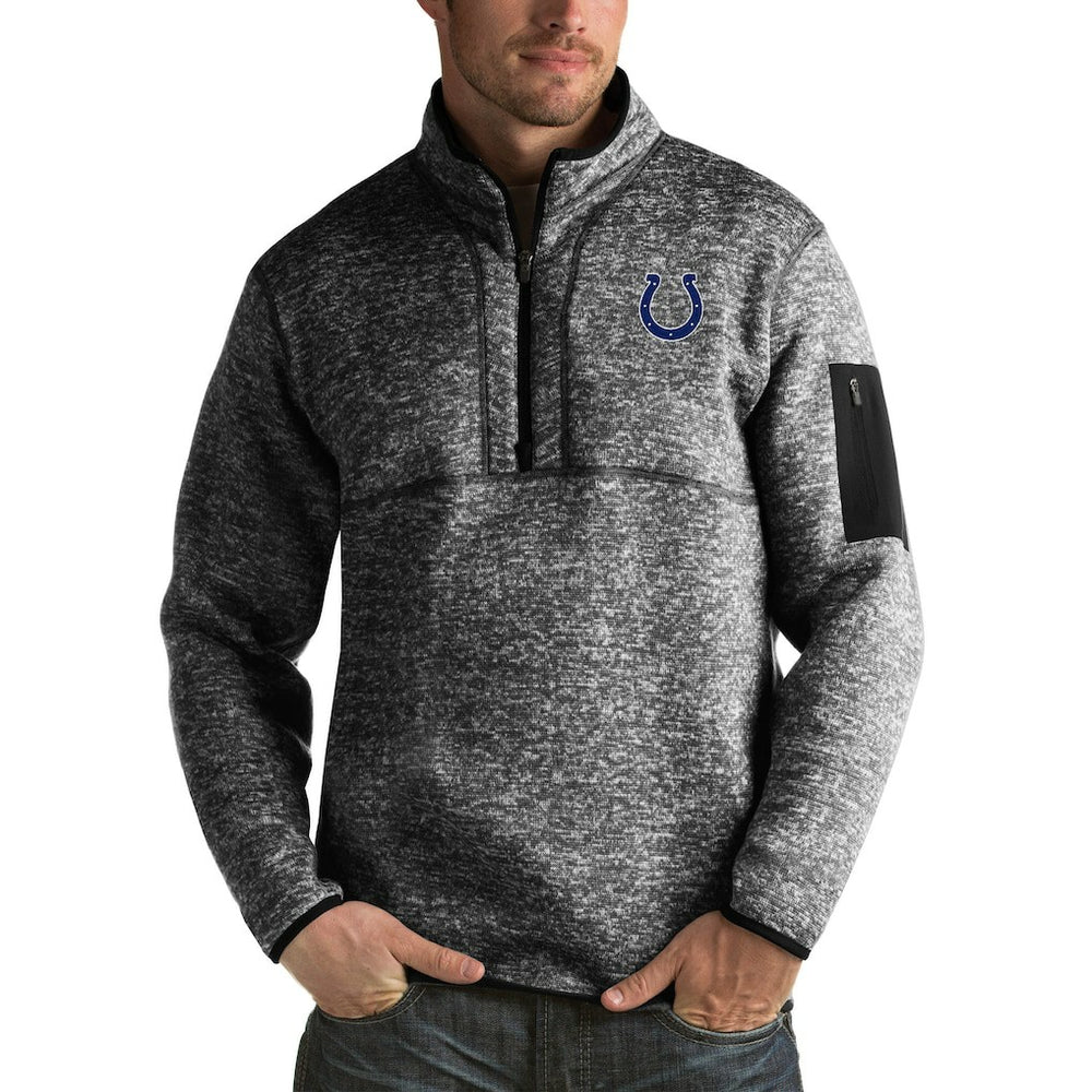 Indianapolis Colts Antigua Fortune Big & Tall Quarter-Zip Pullover Jacket Heather Black | NFL