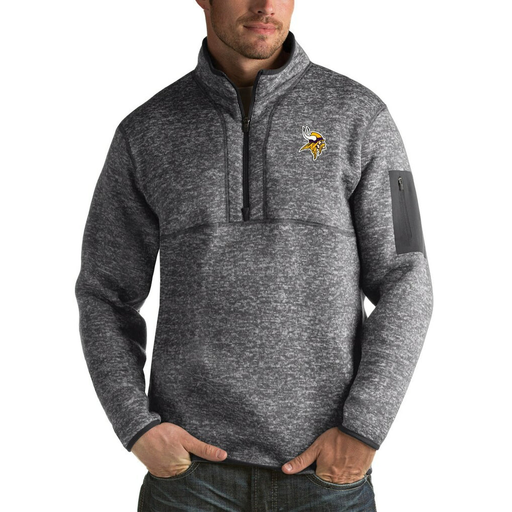Minnesota Vikings Antigua Fortune Big & Tall Quarter-Zip Pullover Jacket Charcoal | NFL