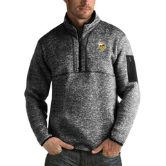 Minnesota Vikings Antigua Fortune Big & Tall Quarter-Zip Pullover Jacket Heather Black | NFL