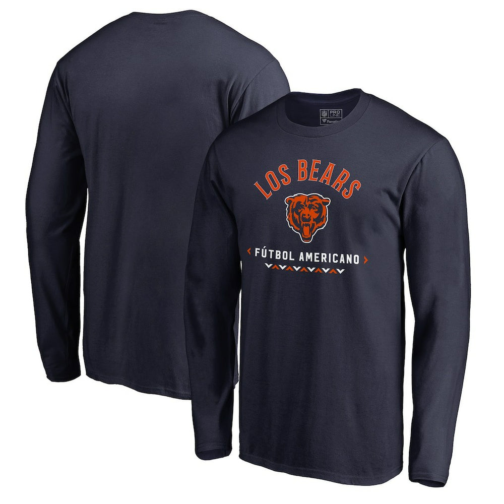Chicago Bears Futbol Americano Long Sleeve T-Shirt Navy | NFL
