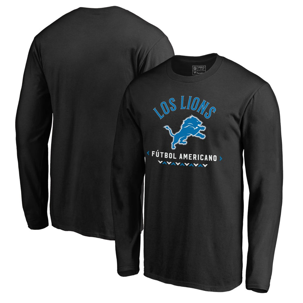 Detroit Lions Futbol Americano Long Sleeve T-Shirt Black | NFL