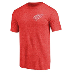 Detroit Red Wings Primary Logo Left Chest Distressed Tri-Blend T-Shirt - Red - NHL