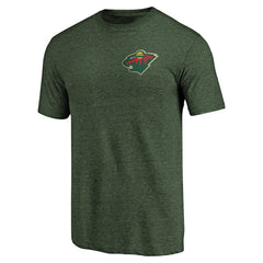 Minnesota Wild Primary Logo Left Chest Distressed Tri-Blend T-Shirt - Green - NHL