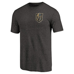 Vegas Golden Knights Primary Logo Left Chest Distressed Tri-Blend T-Shirt - Black - NHL
