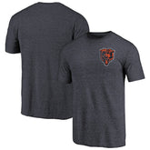 Chicago Bears Primary Logo Left Chest Distressed Tri-Blend T-Shirt Heathered Navy | NFL