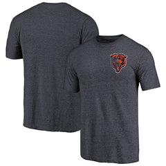 Chicago Bears Primary Logo Left Chest Distressed Tri-Blend T-Shirt Heathered Navy | NFL