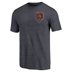 Chicago Bears Primary Logo Left Chest Distressed Tri-Blend T-Shirt Heathered Navy | NFL
