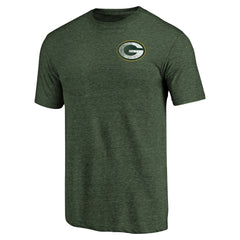 Green Bay Packers Primary Logo Left Chest Distressed Tri-Blend T-Shirt Heathered Green | NFL