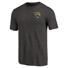 Jacksonville Jaguars Primary Logo Left Chest Distressed Tri-Blend T-Shirt Heathered Black | NFL