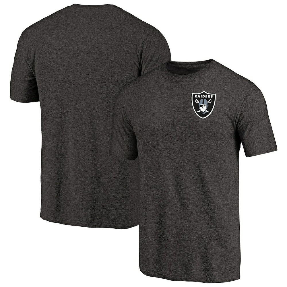 Las Vegas Raiders Primary Logo Left Chest Distressed Tri-Blend T-Shirt Heathered Black | NFL