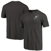 Philadelphia Eagles Primary Logo Left Chest Distressed Tri-Blend T-Shirt Heathered Black | NFL