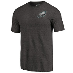 Philadelphia Eagles Primary Logo Left Chest Distressed Tri-Blend T-Shirt Heathered Black | NFL