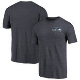 Seattle Seahawks Primary Logo Left Chest Distressed Tri-Blend T-Shirt Heathered College Navy | NFL