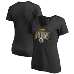 Boston Bruins Women's Arch Smoke V-Neck T-Shirt - Black - NHL