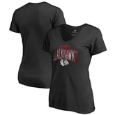 Chicago Blackhawks Women's Arch Smoke V-Neck T-Shirt - Black - NHL
