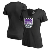 Sacramento Kings Women's Primary Logo V-Neck T-Shirt Black - NBA