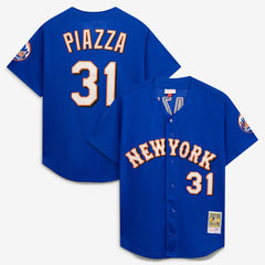 Mike Piazza New York Mets Mitchell & Ness Cooperstown Collection Mesh Batting Practice Button-Up Jersey - MLB
