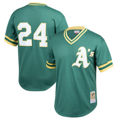 Rickey Henderson Athletics Mitchell & Ness Youth Cooperstown Collection Mesh Batting Practice Jersey - MLB