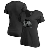 Chicago Blackhawks Women's Core Smoke V-Neck T-Shirt - Black - NHL