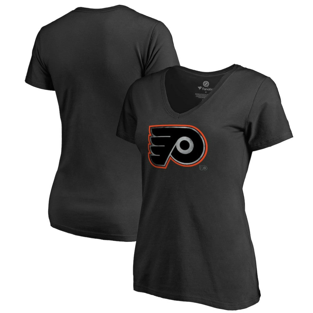 Philadelphia Flyers Women's Core Smoke V-Neck T-Shirt - Black - NHL
