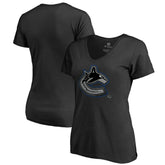 Vancouver Canucks Women's Core Smoke V-Neck T-Shirt - Black - NHL