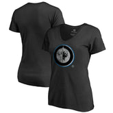 Winnipeg Jets Women's Core Smoke V-Neck T-Shirt - Black - NHL