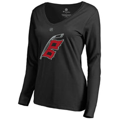 Carolina Hurricanes Women's Team Alternate Long Sleeve V-Neck T-Shirt - Black - NHL