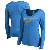 St. Louis Blues Women's Team Alternate Long Sleeve V-Neck T-Shirt - Blue - NHL