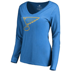 St. Louis Blues Women's Team Alternate Long Sleeve V-Neck T-Shirt - Blue - NHL