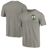 Boston Celtics Primary Logo Left Chest Distressed Tri-Blend T-Shirt Gray - NBA