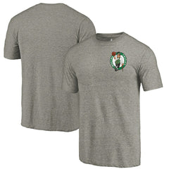Boston Celtics Primary Logo Left Chest Distressed Tri-Blend T-Shirt Gray - NBA