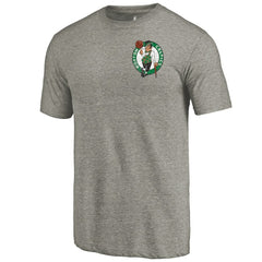 Boston Celtics Primary Logo Left Chest Distressed Tri-Blend T-Shirt Gray - NBA
