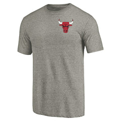 Chicago Bulls Primary Logo Left Chest Distressed Tri-Blend T-Shirt Gray - NBA