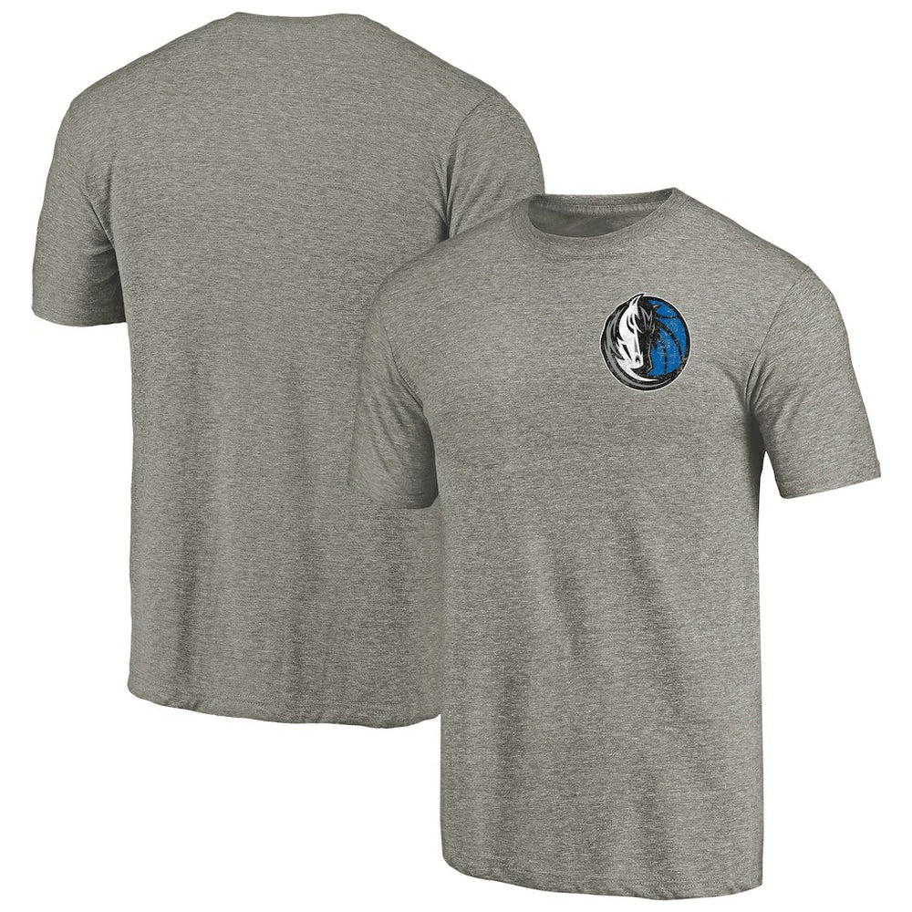 Dallas Mavericks Primary Logo Left Chest Distressed Tri-Blend T-Shirt Gray - NBA