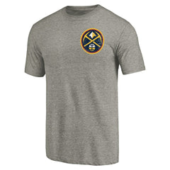 Denver Nuggets Primary Logo Left Chest Distressed Tri-Blend T-Shirt Gray - NBA