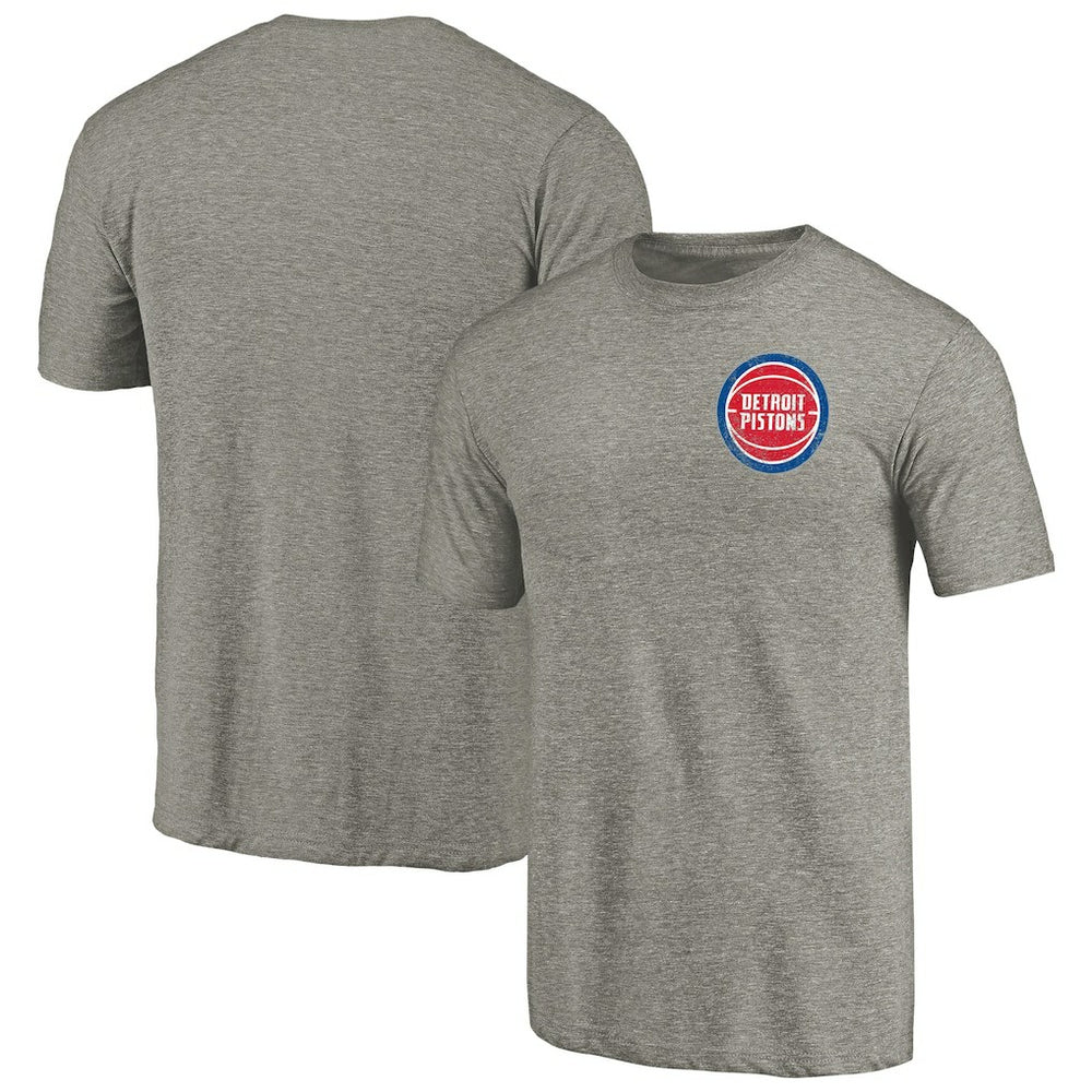 Detroit Pistons Primary Logo Left Chest Distressed Tri-Blend T-Shirt Gray - NBA