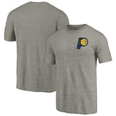 Indiana Pacers Primary Logo Left Chest Distressed Tri-Blend T-Shirt Gray - NBA