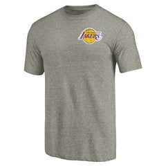 Los Angeles Lakers Primary Logo Left Chest Distressed Tri-Blend T-Shirt Gray - NBA