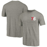 Philadelphia 76ers Primary Logo Left Chest Distressed Tri-Blend T-Shirt Gray - NBA