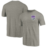 Sacramento Kings Primary Logo Left Chest Distressed Tri-Blend T-Shirt Gray - NBA