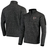 Atlanta Falcons Antigua Fortune Quarter-Zip Pullover Jacket Heather Black | NFL