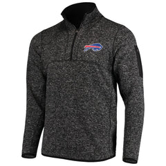 Buffalo Bills Antigua Fortune Quarter-Zip Pullover Jacket Heathered Black | NFL
