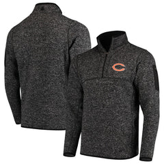 Chicago Bears Antigua Fortune Quarter-Zip Pullover Jacket Heather Black | NFL