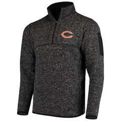 Chicago Bears Antigua Fortune Quarter-Zip Pullover Jacket Heather Black | NFL