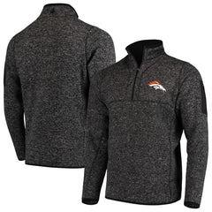 Denver Broncos Antigua Fortune Quarter-Zip Pullover Jacket Heather Black | NFL