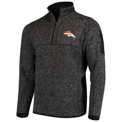 Denver Broncos Antigua Fortune Quarter-Zip Pullover Jacket Heather Black | NFL