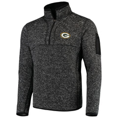 Green Bay Packers Antigua Fortune Quarter-Zip Pullover Jacket Heather Black | NFL