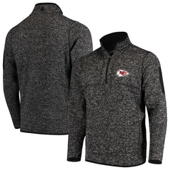 Kansas City Chiefs Antigua Fortune Quarter-Zip Pullover Jacket Heather Black | NFL
