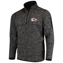 Kansas City Chiefs Antigua Fortune Quarter-Zip Pullover Jacket Heather Black | NFL