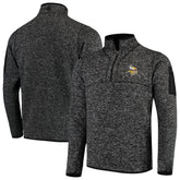 Minnesota Vikings Antigua Fortune Quarter-Zip Pullover Jacket Heather Black | NFL